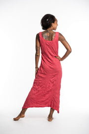 Womens Solid Color Long Tank Dress in Red