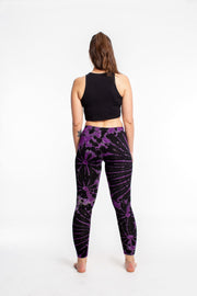Womens Tie Dye Yoga Leggings in Purple