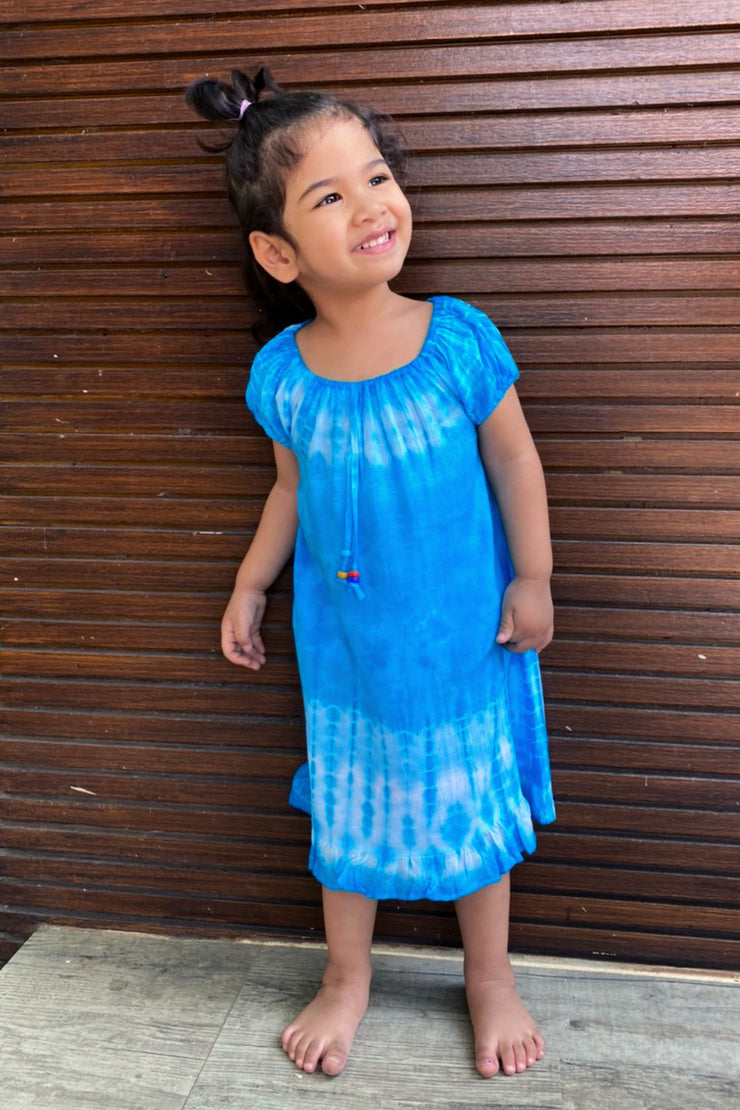 Kids Tie Dye Dress in Blue