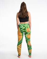Womens Tie Dye Yoga Leggings in Green