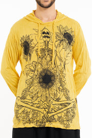 Unisex Sunflower Skull Hoodie in Yellow