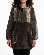 Patch Hand Printed Non-Stretch Thai Cotton Pullover in Brown