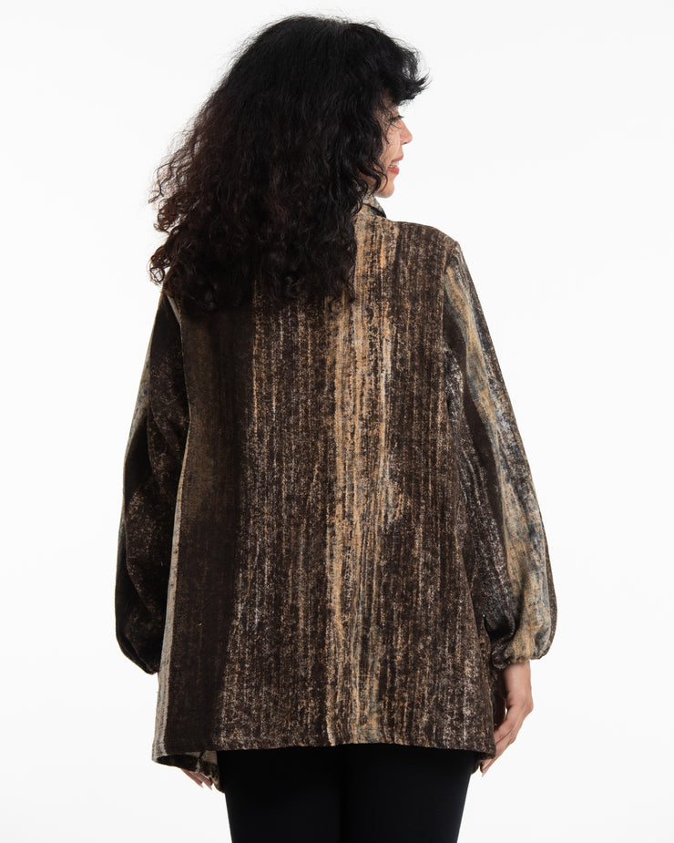 Patch Hand Printed Non-Stretch Thai Cotton Pullover in Brown