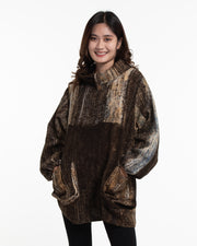 Patch Hand Printed Non-Stretch Thai Cotton Pullover in Brown