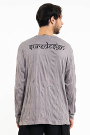 Unisex Happy Dog Long Sleeve T-Shirt in Gray