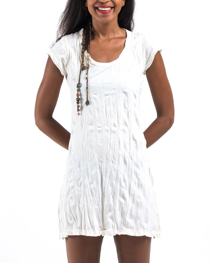 Womens Solid Color Dress in White