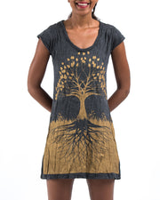 Womens Tree of Life Dress in Gold on Black