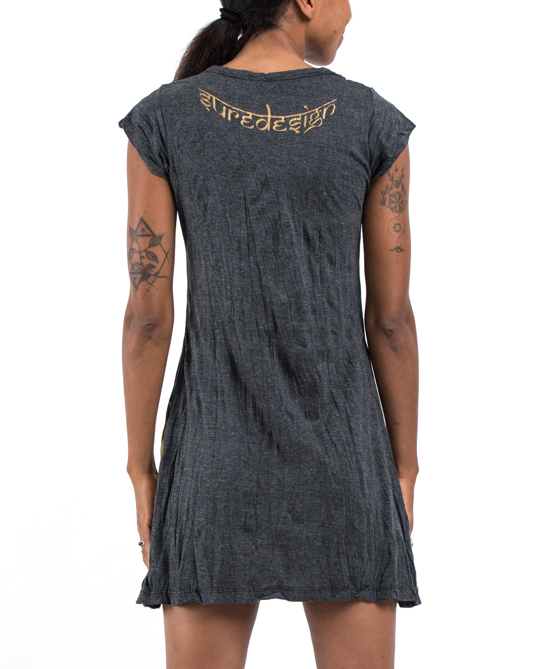 Sure Design Womens Tree of Life Dress in Gold on Black Sure Design Womens Tree of Life Dress in Gold on Black