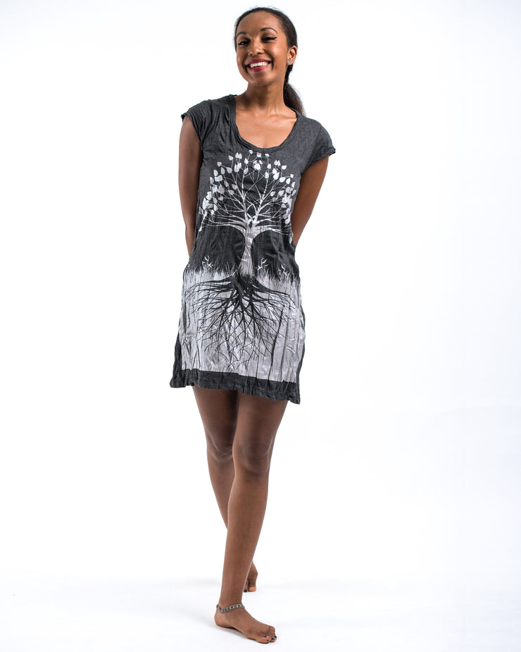 Womens Tree of Life Dress in Silver on Black