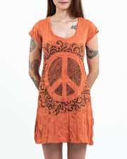 Womens Peace Sign Dress in Orange