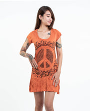 Womens Peace Sign Dress in Orange