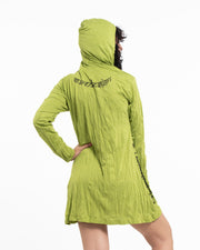 Womens Shanti Ganesh Hoodie Dress in Lime