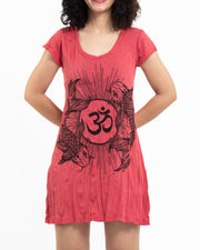 Womens Om and Koi Fish Dress in Red