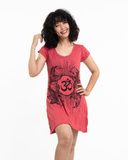 Womens Om and Koi Fish Dress in Red