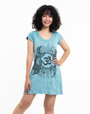 Womens Om and Koi Fish Dress in Turquoise