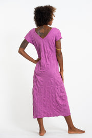 Womens Lotus Om V Neck Long Dress in Pink