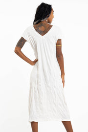 Womens Lord Ganesh V Neck Long Dress in White