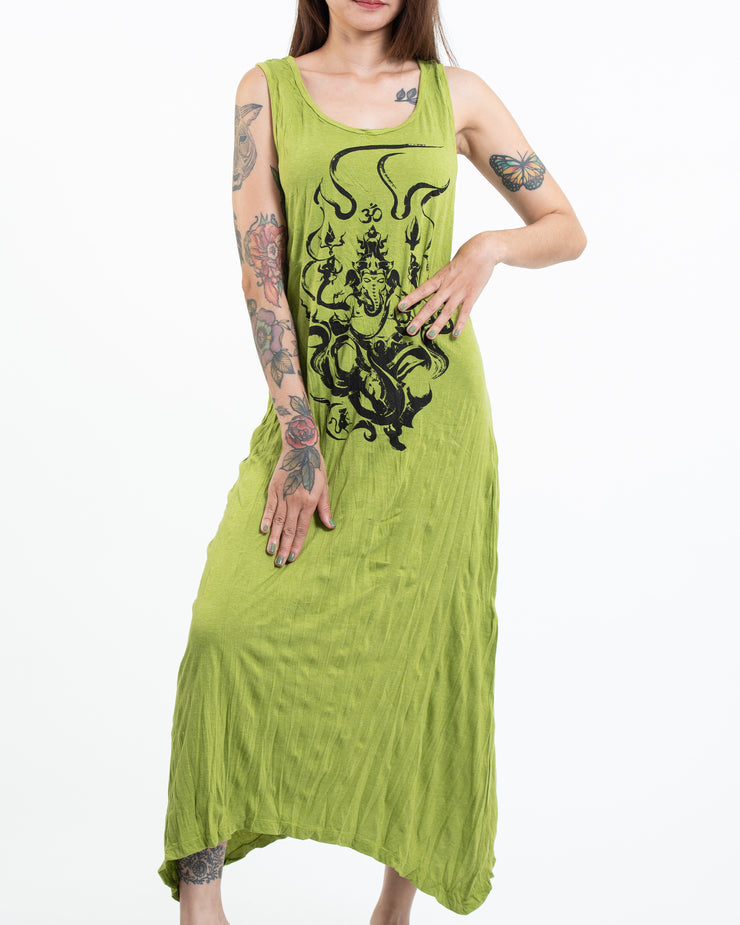 Sure Design Womens Ganesh Chakra Long Tank Dress in Lime Sure Design Womens Ganesh Chakra Long Tank Dress in Lime