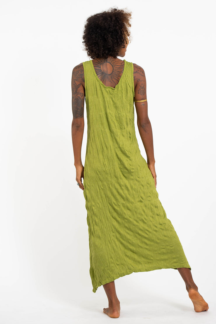 Womens Lotus Om Long Tank Dress in Lime
