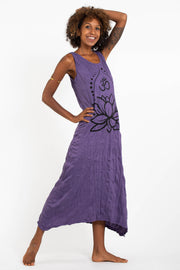 Womens Lotus Om Long Tank Dress in Purple
