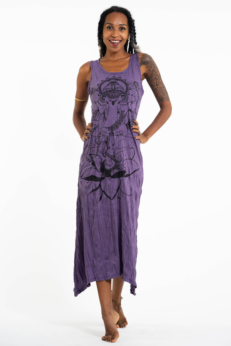 purple tank dress womens Women's 100% Organic Cotton Midi Tank Dress S / Eggplant