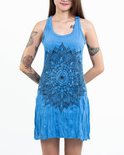 Womens Lotus Mandala Tank Dress in Blue