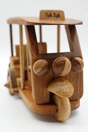 Hand Crafted Mini Teak Wood Tuk Tuk Model