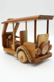 Hand Crafted Mini Teak Wood Tuk Tuk Model