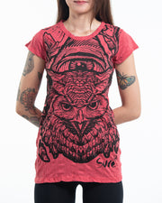Womens All Seeing Owl T-Shirt in Red