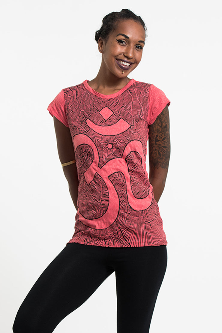 Womens Om T-Shirt in Red