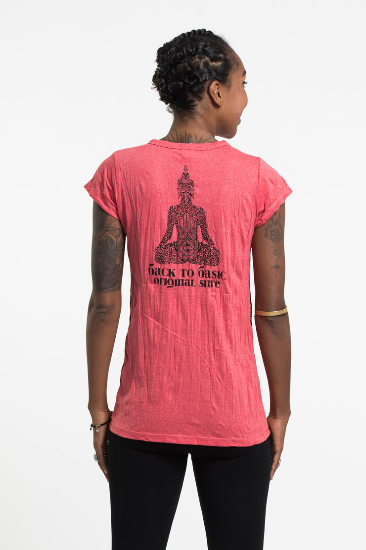 Womens Hamsa Meditation T-Shirt in Red