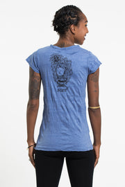 Womens Gyan Mudra Hand T-Shirt in Blue