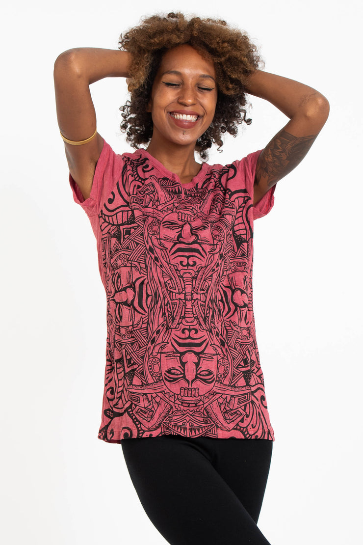 Womens Tribal Masks T-Shirt in Red