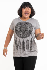 Plus Size Womens Dreamcatcher T-Shirt in Gray