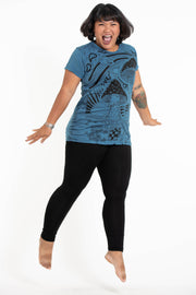 Plus Size Womens Magic Mushroom T-Shirt in Denim Blue