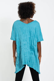 Womens Om Tree Loose V Neck T-Shirt in Turquoise
