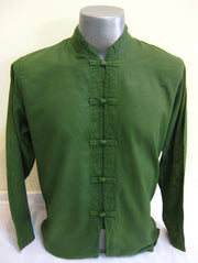 Mens Chinese Collar Yoga Shirt in Olive