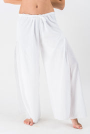 Womens Solid Color Double Layered Palazzo Pants in White