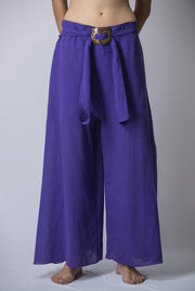 Womens Solid Color Palazzo Pants in Violet
