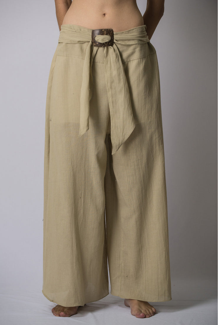Sure Design Womens Solid Color Palazzo Pants in Tan