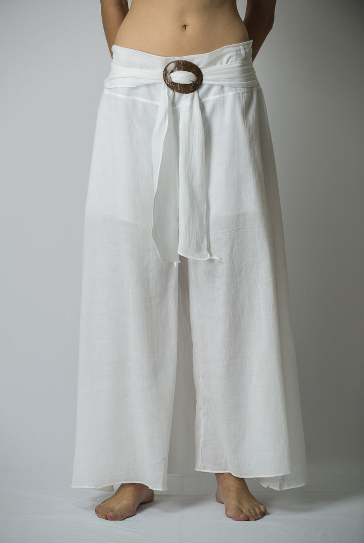 Womens Solid Color Palazzo Pant in White