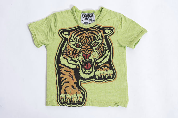 Kids Baby Tiger T-Shirt in Lime
